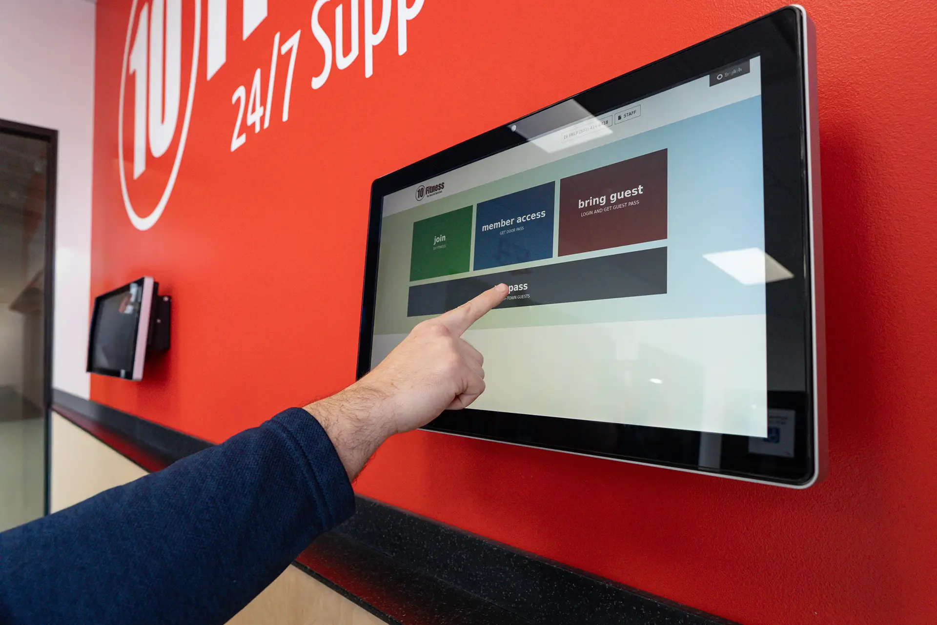a member using the big kiosk